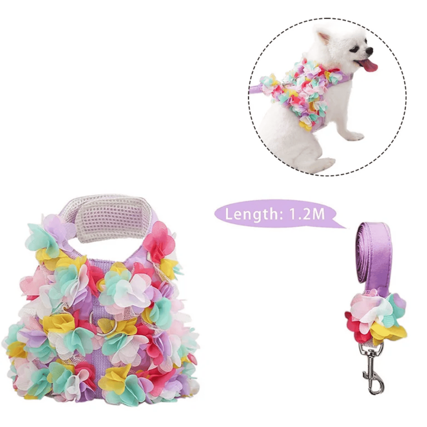 Pechera Floral con Correa - MiPerro.com