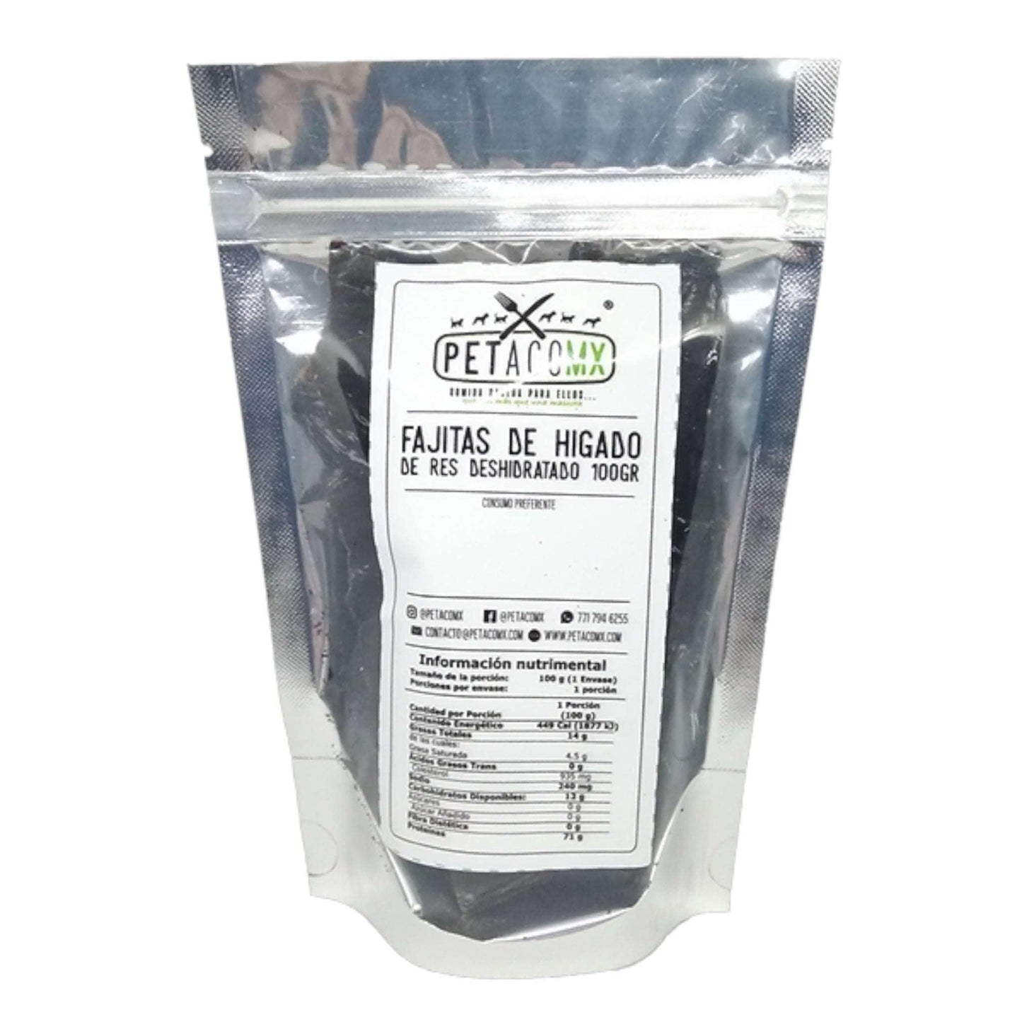 Petaco- Fajitas de hígado de res deshidratado para Perro - MiPerro.com