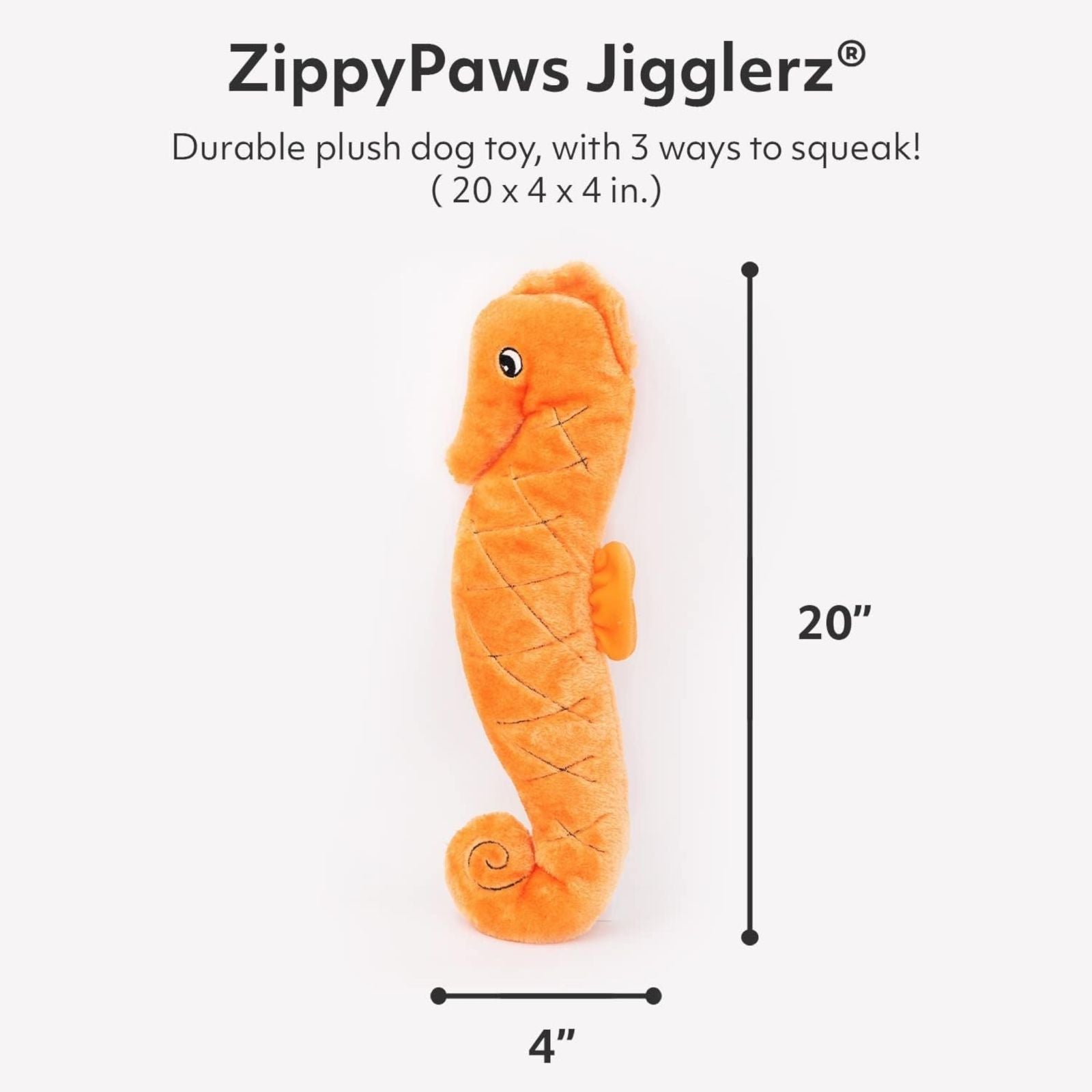 ZippyPaws - Jigglerz Seahorse de Peluche - MiPerro.com